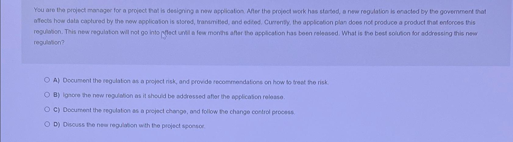 Solved You are the project manager for a project that is | Chegg.com
