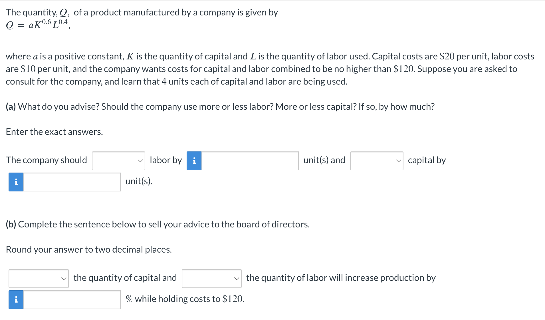 Solved The Quantity, Q, ﻿of A Product Manufactured By A | Chegg.com