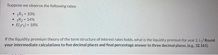 Solved Suppose we observe the following rates: - 1R1=10% - | Chegg.com