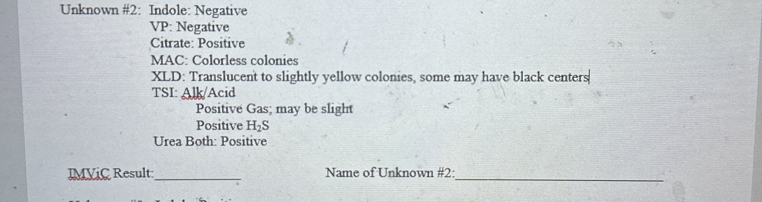 Solved Unknown #2: Indole: NegativeVP: NegativeCitrate: | Chegg.com