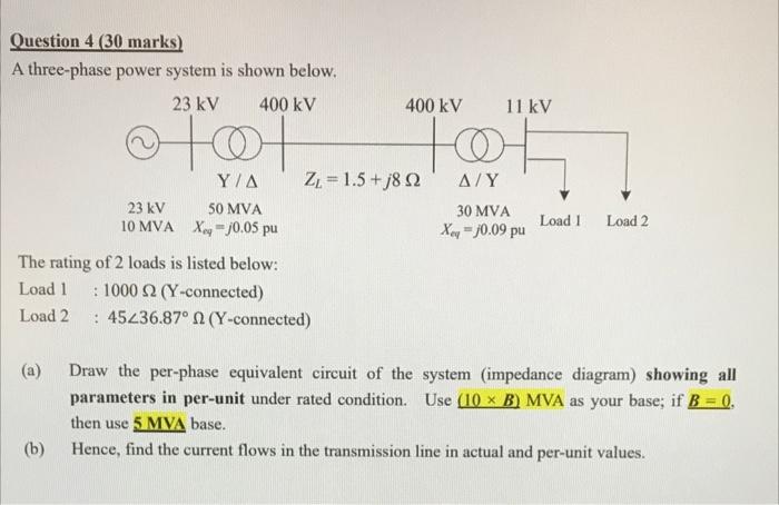 Solved A three-phase power system is shown below. The rating | Chegg.com