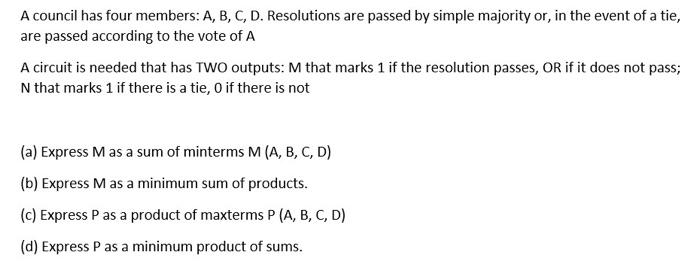 Solved A council has four members: A, B, C, D. Resolutions | Chegg.com