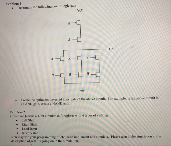 Solved Problem 1 Determine The Following Circuit Logic Gate: | Chegg.com