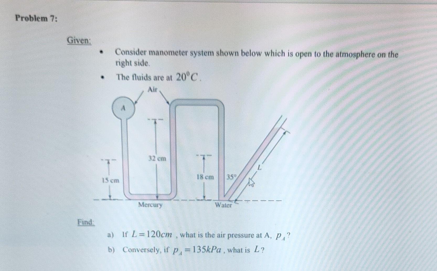 Solved - Consider Manometer System Shown Below Which Is Open | Chegg.com