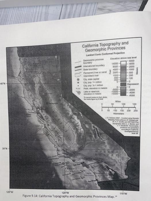 1000 California Topography and Geomorphic Provinces Lambert Conie Conformal Projection Geomorphic province Elevation above se