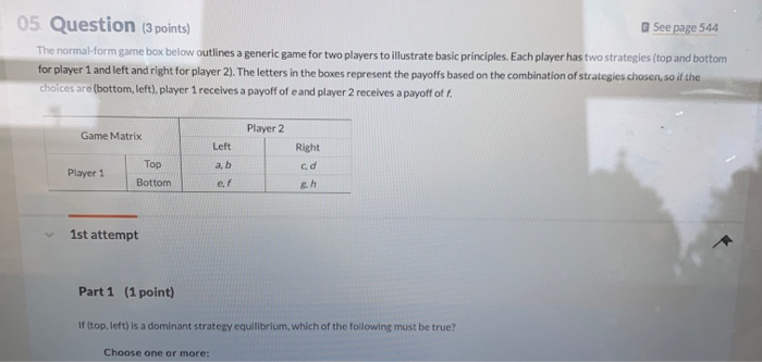 Solved 05 Question (3 points) See page 544 The normal-form | Chegg.com