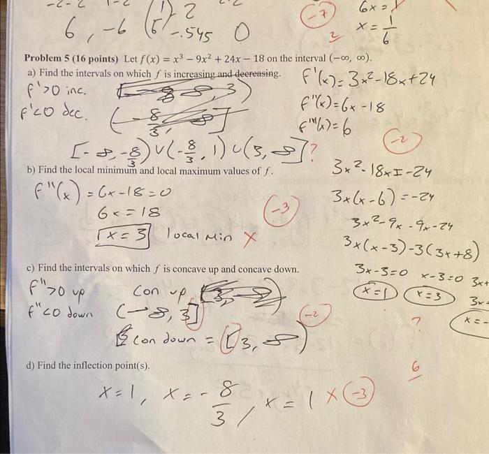 Solved Problem 5 16 Points Let F X X3−9x2 24x−18 On The