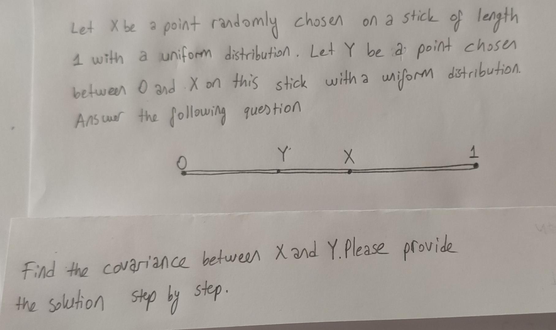 Solved Let x be a point randomly chosen on a stick of length