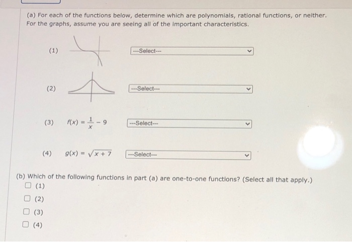 Solved (a) For each of the functions below, determine which | Chegg.com