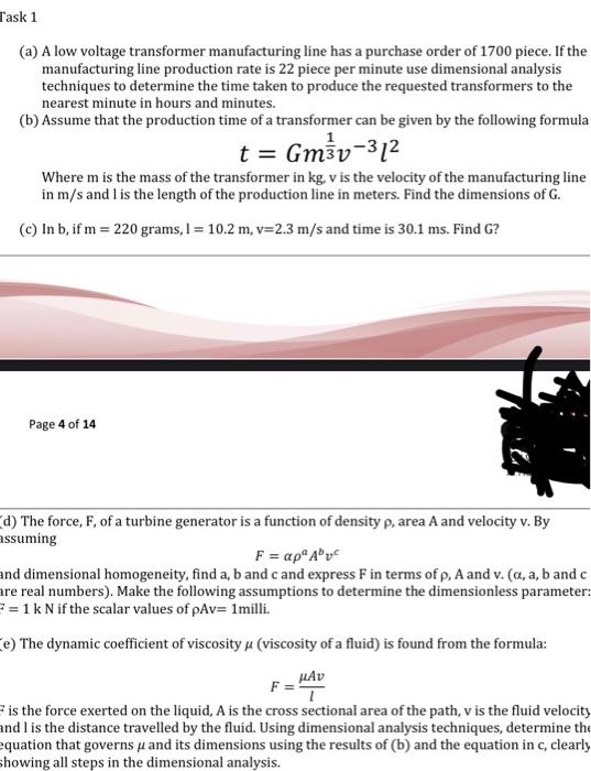 Solved Task 1 A A Low Voltage Transformer Manufacturing Chegg Com