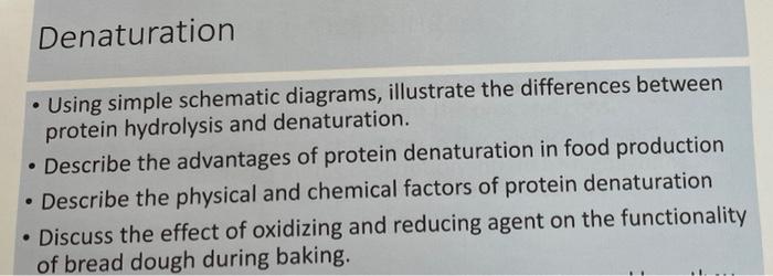 Solved Denaturation . Using simple schematic diagrams, | Chegg.com