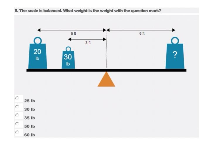 Solved 5. The scale is balanced. What weight is the weight | Chegg.com