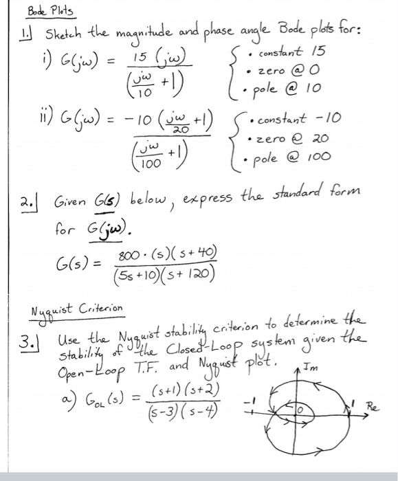 Solved Bode Plots 1 Sketch The Magnitude And Phase Angle Chegg Com