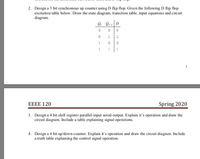 3 bit up counter using d flip flop truth table