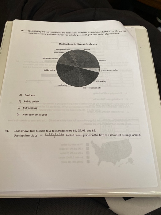 Solved 40. The following pie chart represents the | Chegg.com