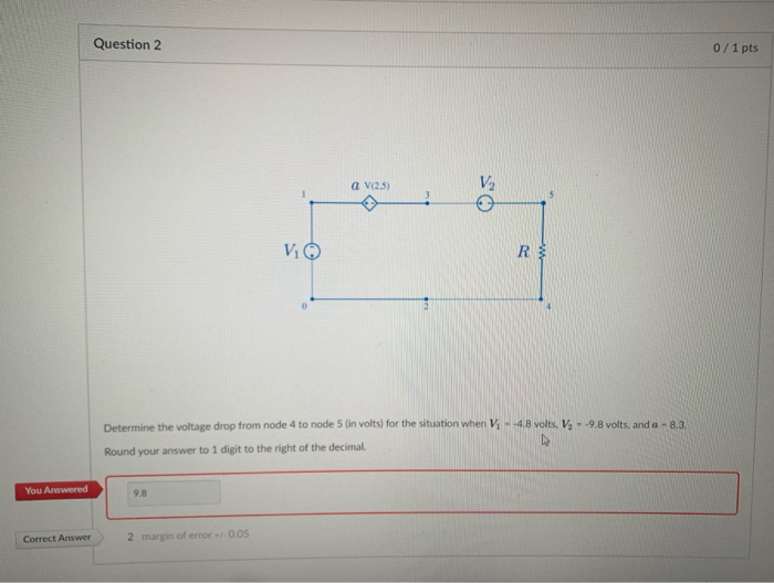Solved Question 2 0/1 pts a V(2.5) V2 Vio R 0 Determine the | Chegg.com
