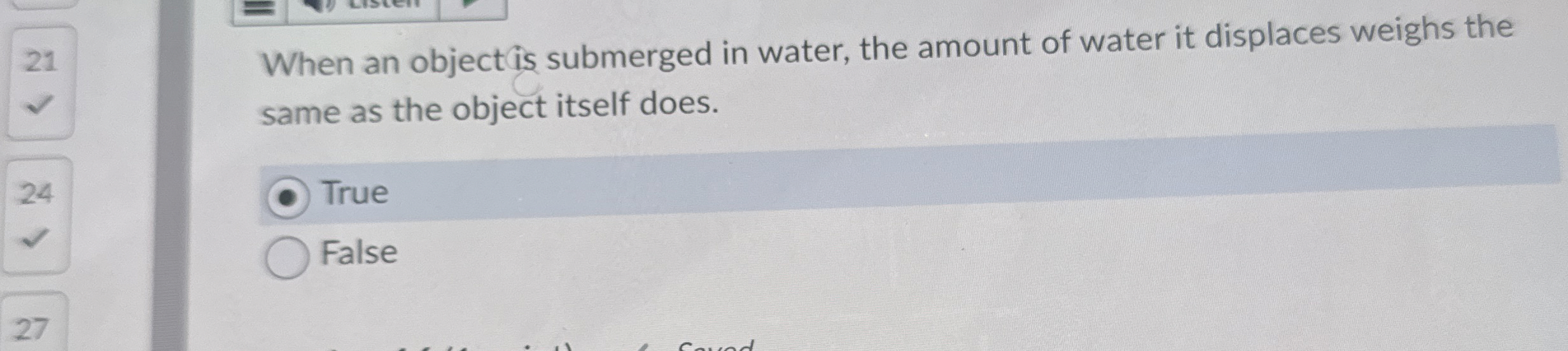 Solved When an object is submerged in water, the amount of | Chegg.com