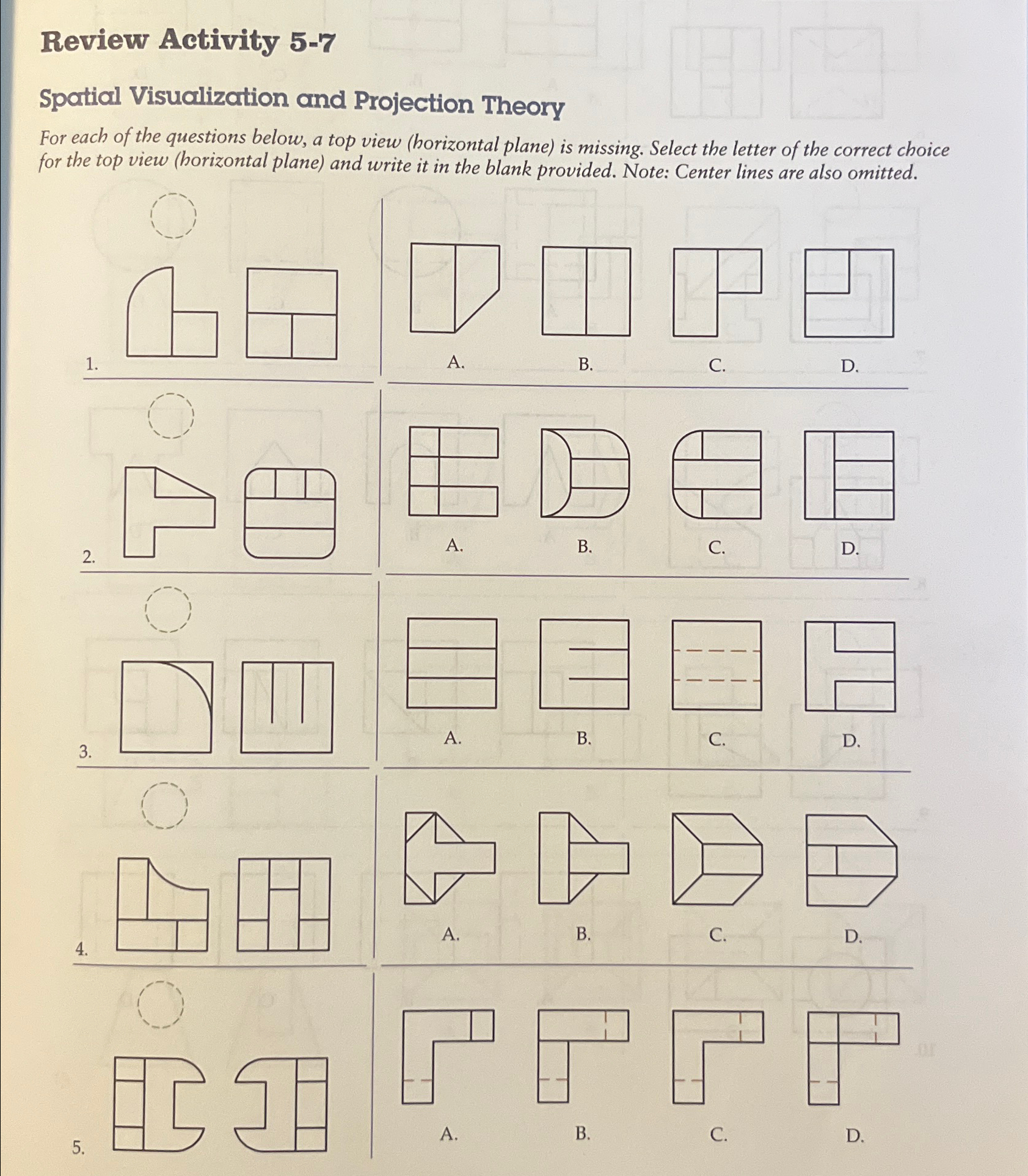 Review Activity 5-7Spatial Visualization and | Chegg.com