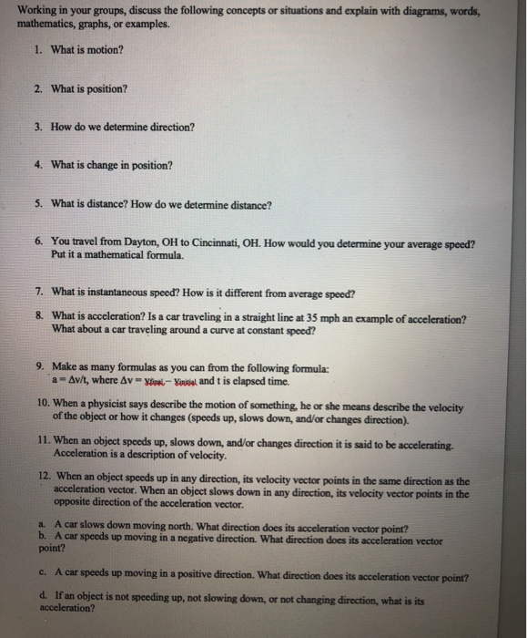 Solved Working in your groups, discuss the following | Chegg.com