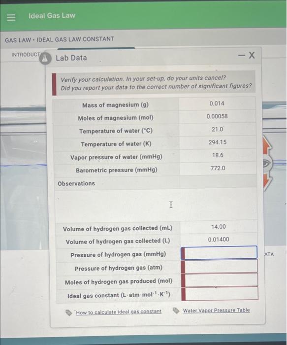 Solved \# Ideal Gas Law GAS LAW - IDEAL GAS LAW CONSTANT | Chegg.com