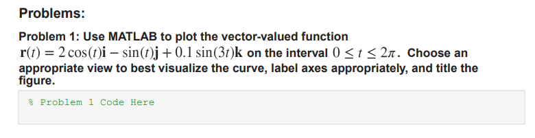 Solved Problems:Problem 1: Use MATLAB to ﻿plot the | Chegg.com