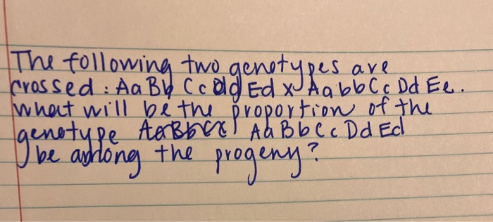 The following two genotypes are crossed : Aa BŲ Ccod | Chegg.com