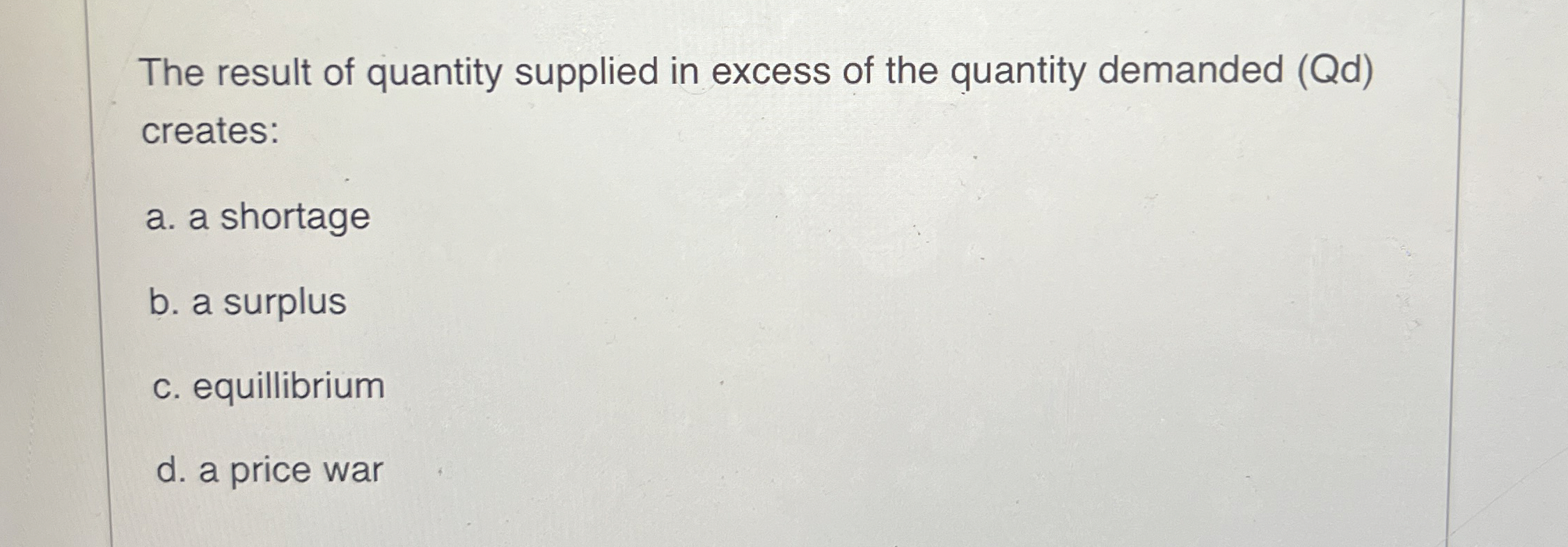 Solved The result of quantity supplied in excess of the | Chegg.com