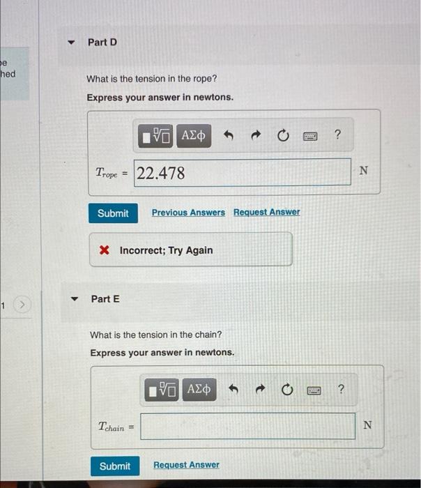 Two 19.0N weights are suspended at opposite ends of