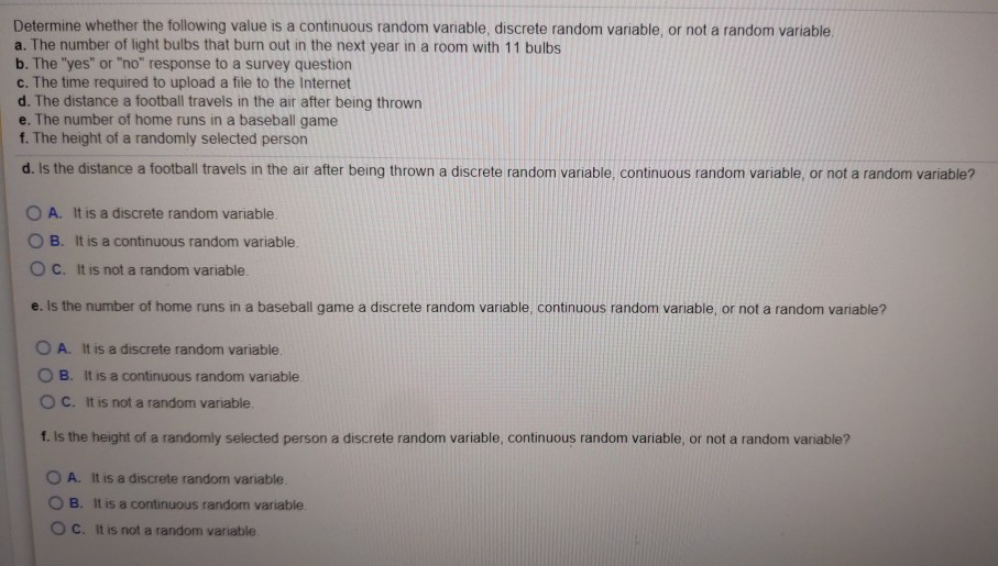 Solved Determine whether the following value is a continuous | Chegg.com