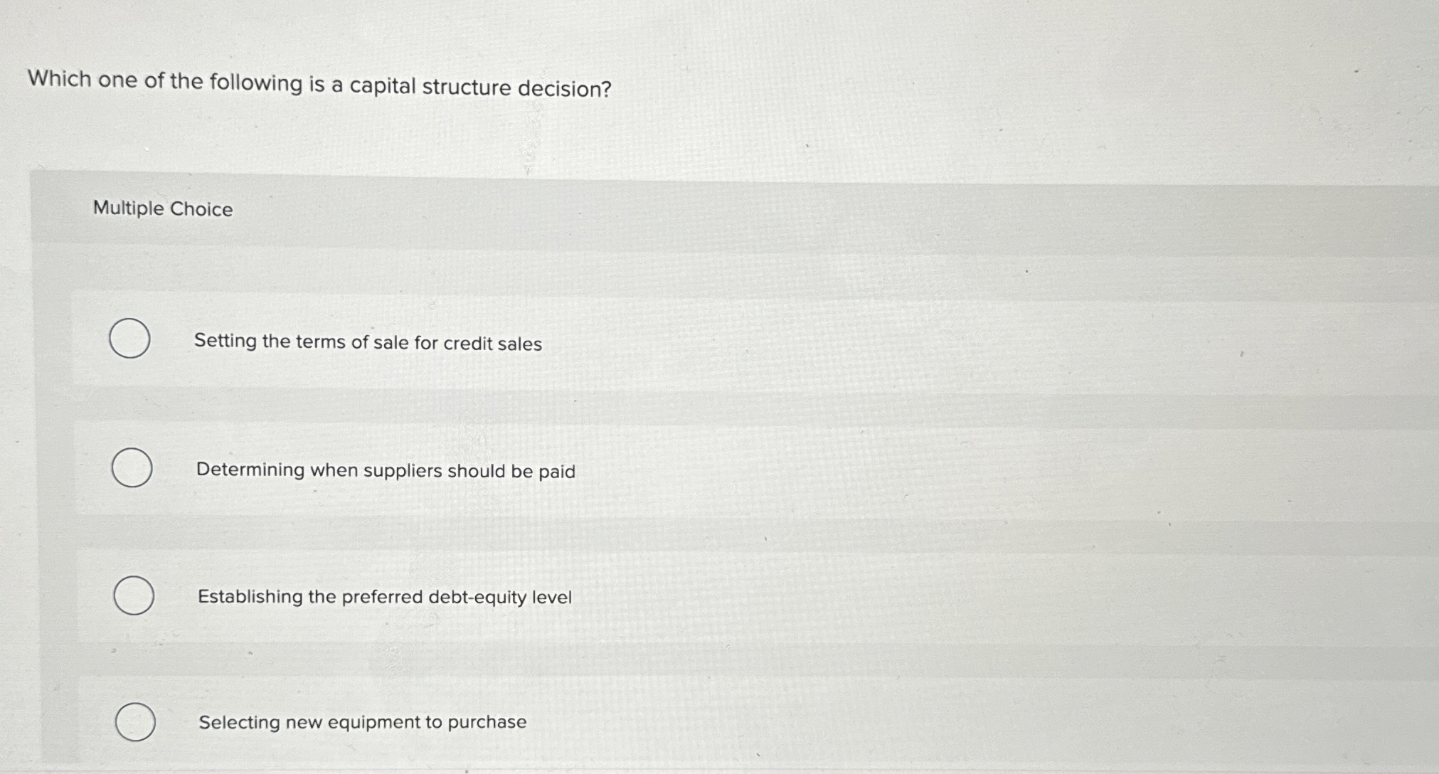 Which one of the following is a capital structure | Chegg.com