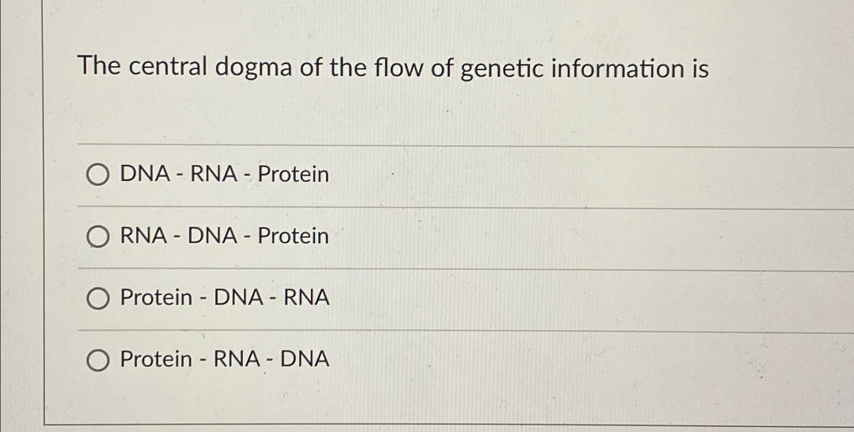 Solved The central dogma of the flow of genetic information | Chegg.com