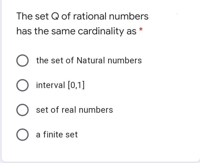 Solved The set Q of rational numbers has the same | Chegg.com