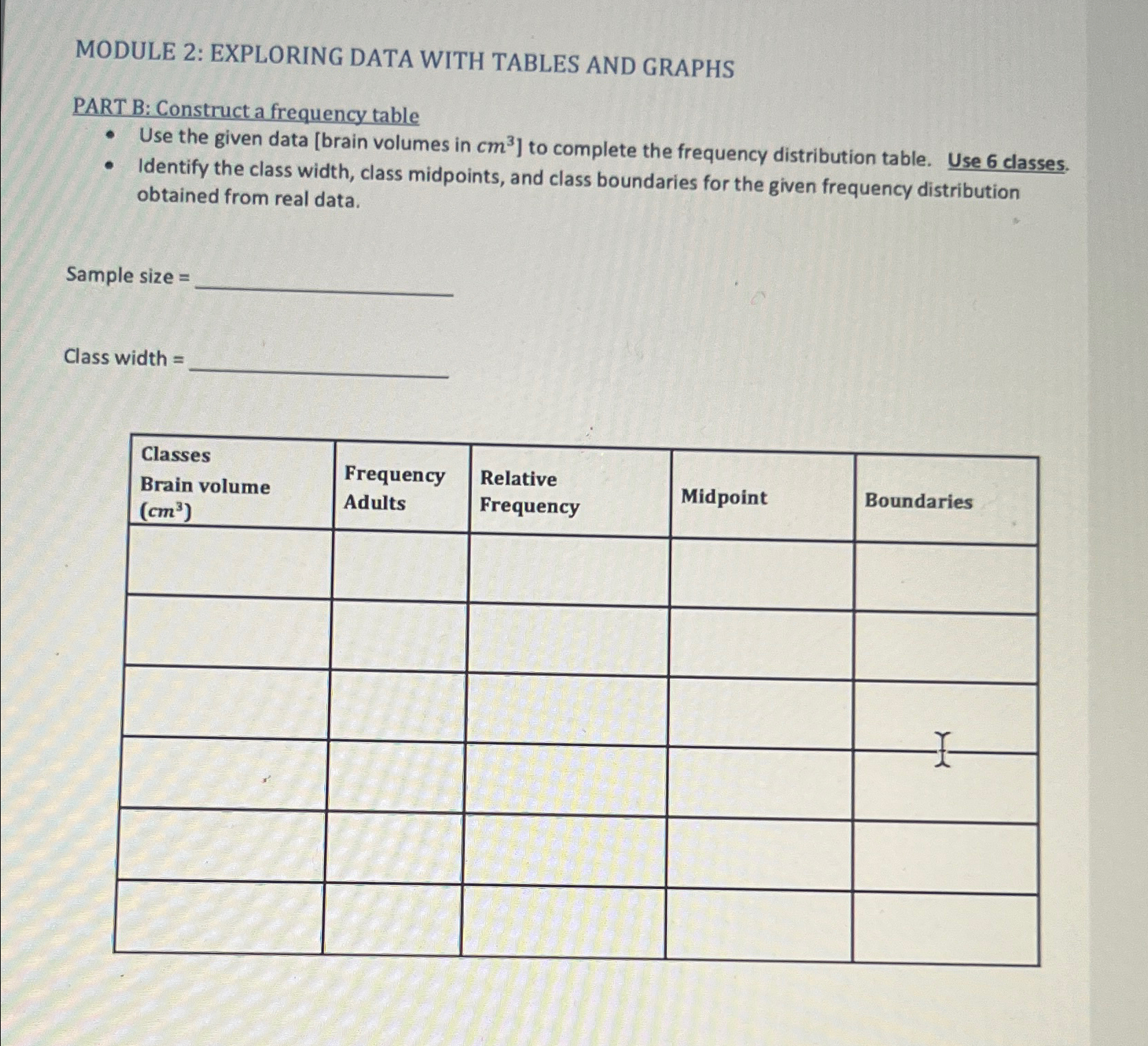 MODULE 2: EXPLORING DATA WITH TABLES AND | Chegg.com