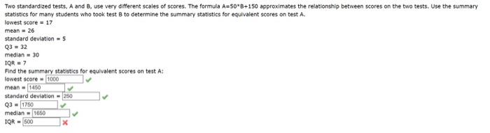 Solved Two standardized tests, A and B, use very different | Chegg.com