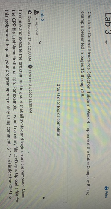 Solved Lab 3 Print Check The Control Structures-Selection II | Chegg.com