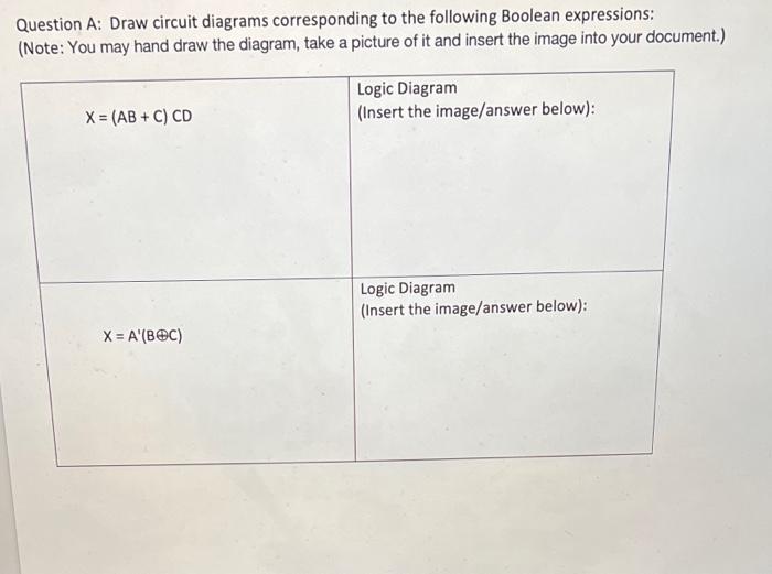 Solved Question A: Draw circuit diagrams corresponding to | Chegg.com