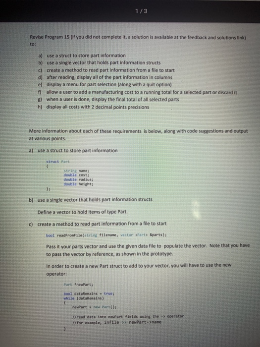 1 / 3 Revise Program 15 (if you did not complete it, | Chegg.com