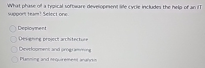 Solved What phase of a typical software development life | Chegg.com
