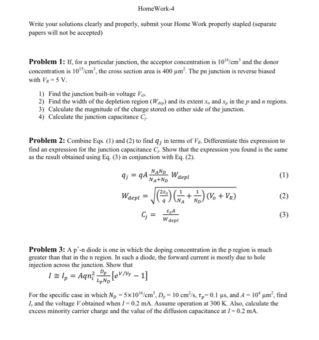 Solved Home Work 4 Write Your Solutions Clearly And Prope Chegg Com