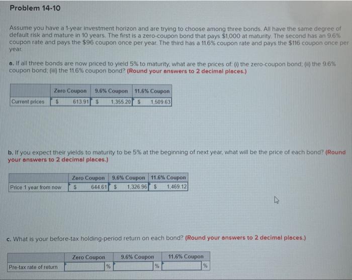 Solved Problem 14-10 Assume You Have A 1-year Investment | Chegg.com