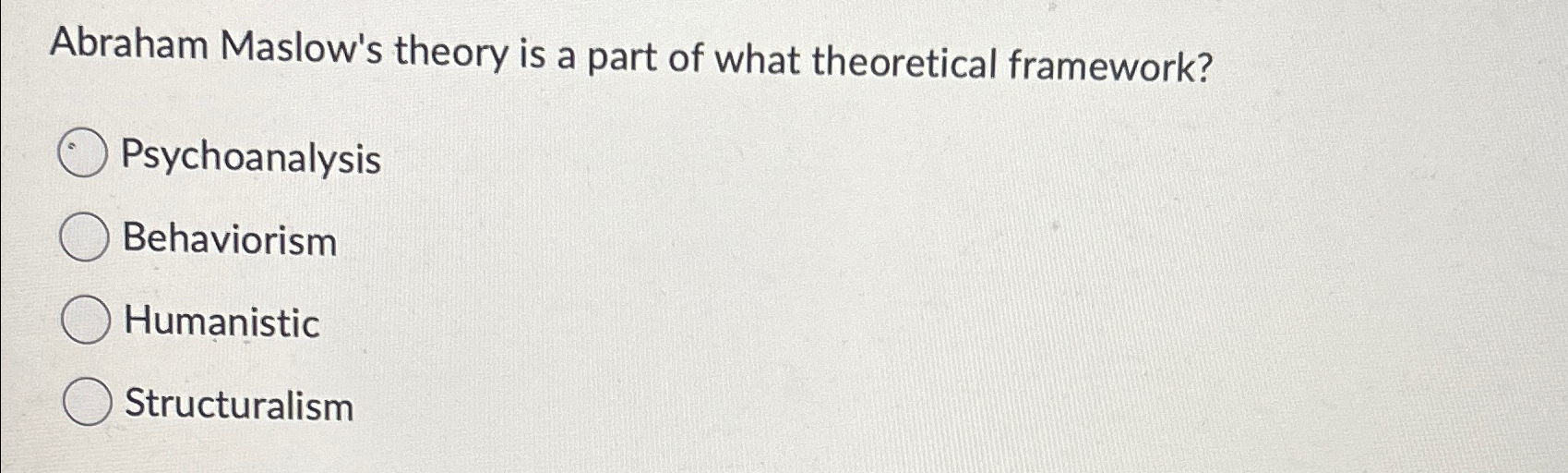 Solved Abraham Maslow's theory is a part of what theoretical | Chegg.com