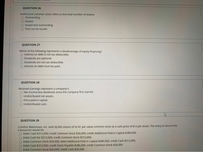 Authorized Common Stock Refers To The Total Number Of Shares: Solved QUESTION 26 Authorized common stock refers to the | Chegg.com