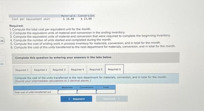 Solved Required: 1. Compute the total cost per equivalent | Chegg.com
