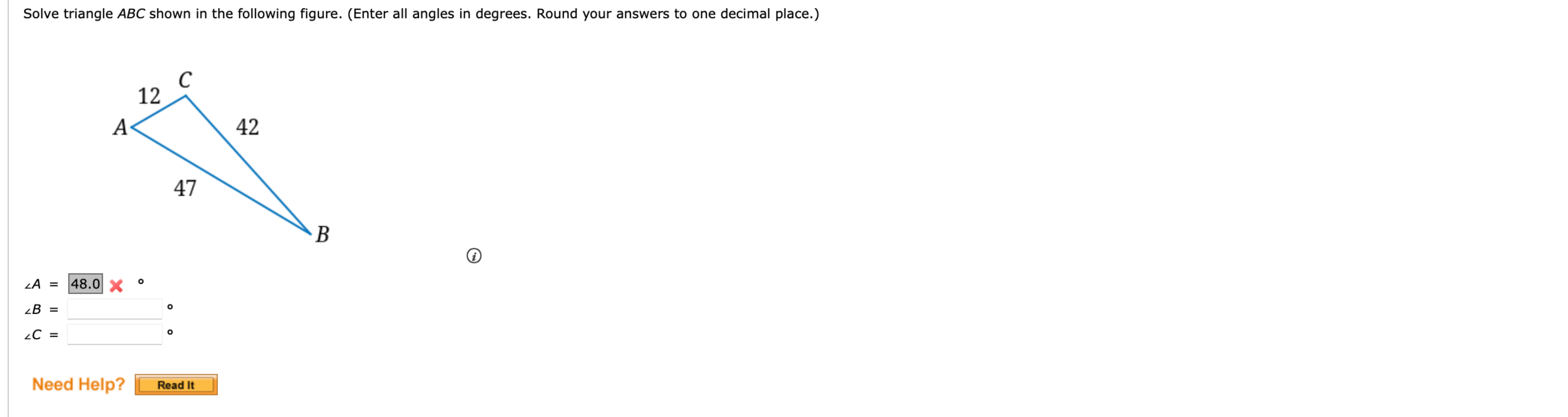 Solved solve triangle abc shown in the following figure chegg