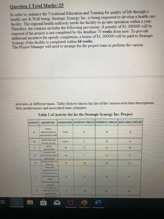 Solved project management question i dont know how to | Chegg.com