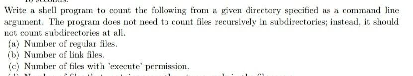 Solved Write a shell program to count the following from a | Chegg.com