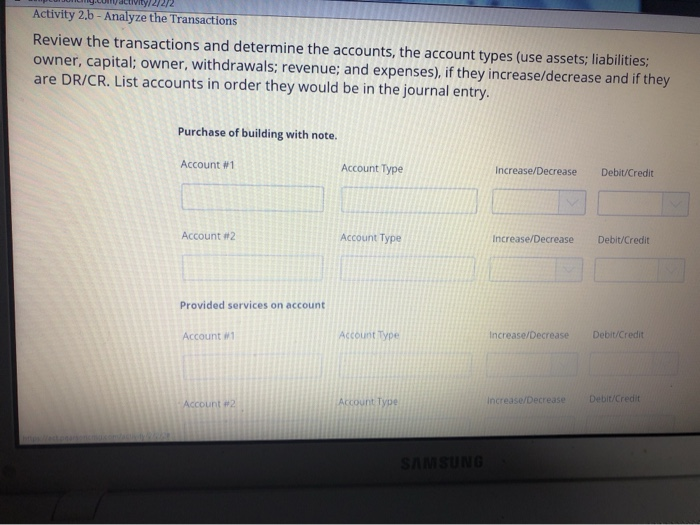 Solved 2/22 Activity 2.b - Analyze the Transactions Review | Chegg.com