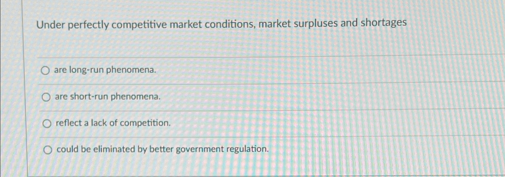 Solved Under perfectly competitive market conditions, market