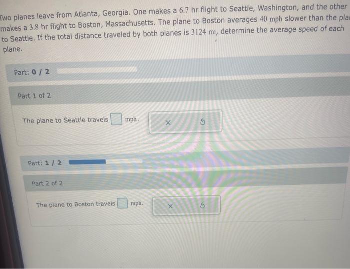 Solved Two planes leave from Atlanta Georgia. One makes a Chegg