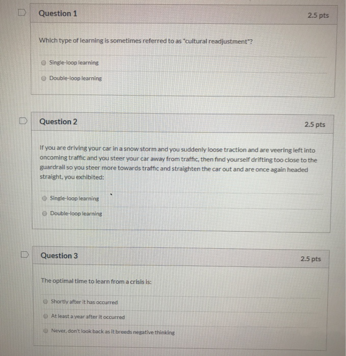 Solved Question 1 2.5 pts Which type of learning is | Chegg.com